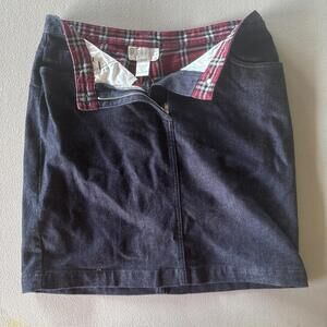 Vintage Petite Sophisticate Plaid Pocketed Zippered Denim Pencil Skirt Sz 12 NWT